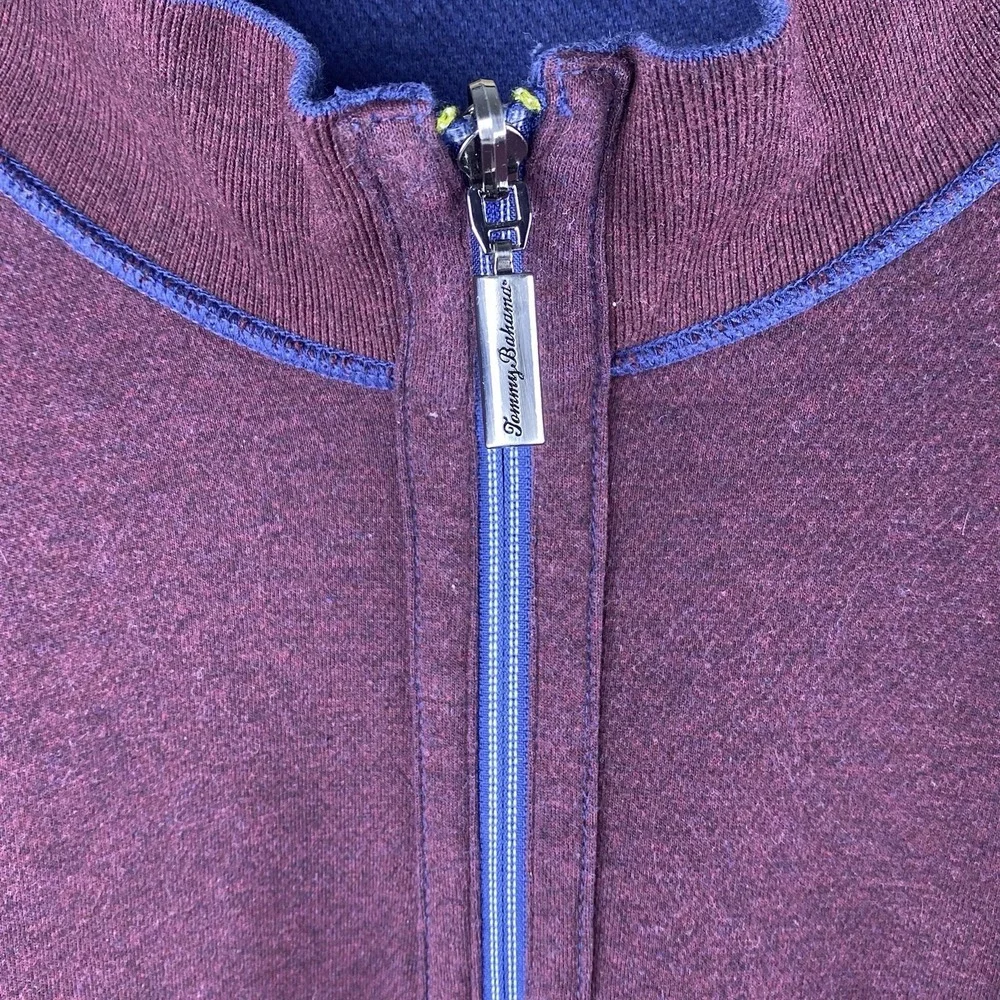 Tommy Bahama Flipshore Reversible Half-Zip Sweatshirt 3XLT Blue Burgundy Preppy